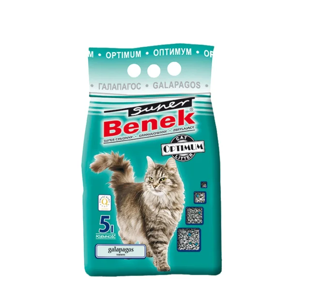 Бентонитовый наполнитель Super Benek Optimum для кошачьего туалета, с ароматом морской свежести, 5 л