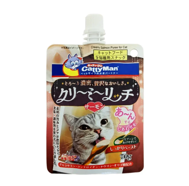 Рідкі ласощі CattyMan Creamy Salmon для котів, вершкове пюре з лососем, 70 г