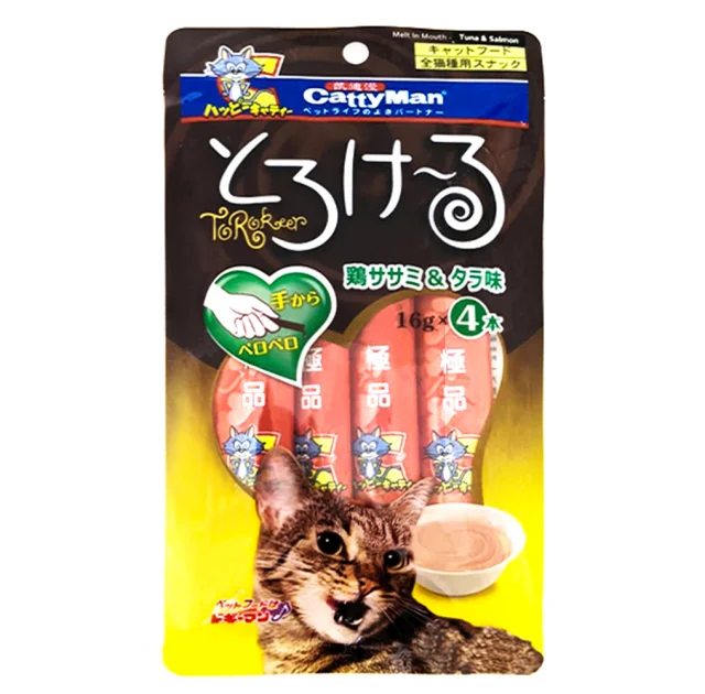 Рідкі ласощі CattyMan Tuna&Salmon для котів, тунець з лососем, 4 шт × 16 г