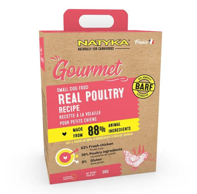 Полувлажный корм Natyka Gourmet Small Dog Poultry для взрослых собак мелких пород, рецепт из птицы, 3 кг