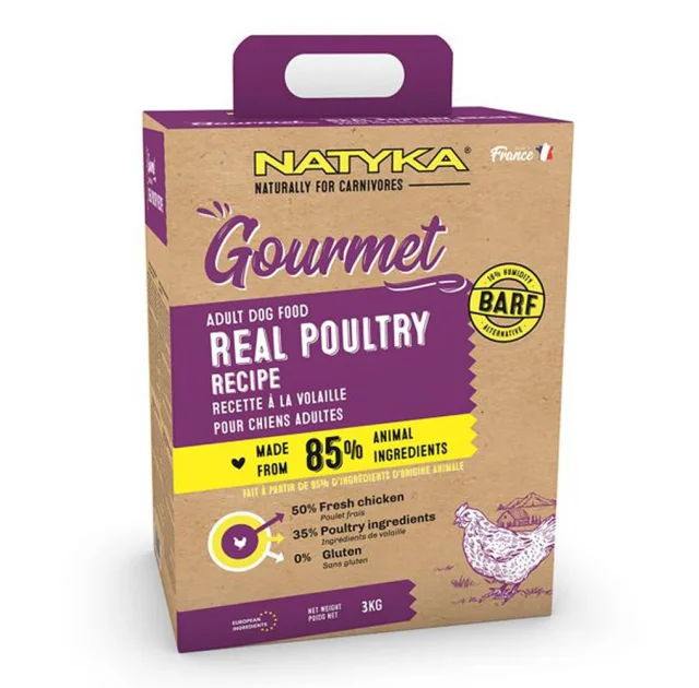 Полувлажный корм Natyka Gourmet Adult Poultry для взрослых собак, рецепт из птицы, 3 кг