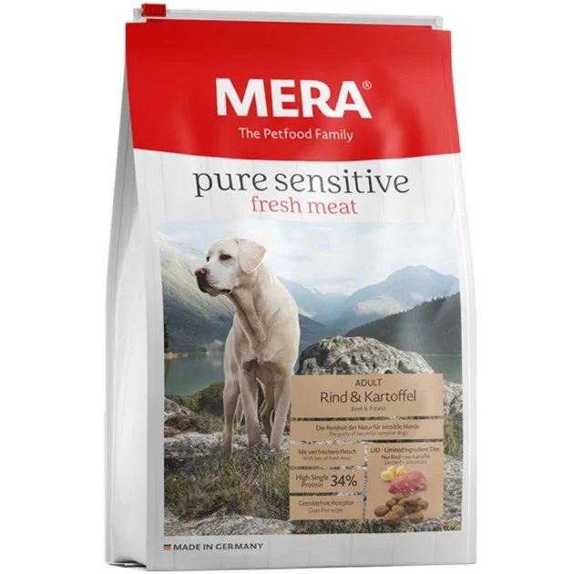 Сухой корм Mera Pure Sensitive Adult Rind&Kartoffel для взрослых собак, с говядиной и картофелем, 12.5 кг