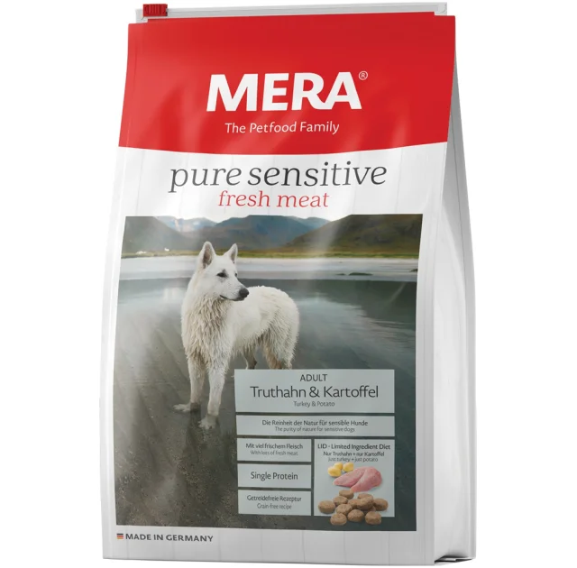 Сухой корм Mera Pure Sensitive Adult Truthahn&Kartoffel для взрослых собак, с индейкокй и картофелем, 1 кг