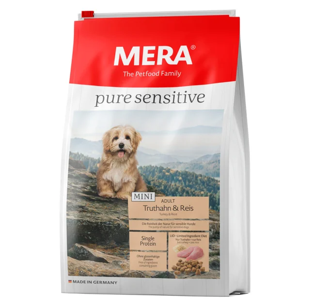 Сухой корм Mera Pure Sensitive Mini Adult Truthahn&Reis для собак малых пород, с индейкой и рисом, 1 кг