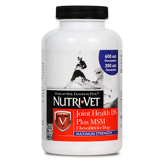 Таблетки Nutri-Vet Joint Health DS Plus MSM з глюкозаміном, хондроїтином, МСМ, марганцем для собак, 60 табл