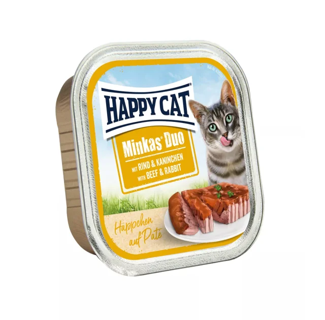 Консервы Happy Cat Duo Rind&Kaninchen для кошек, паштет в соусе с говядиной и кроликом, 100 г