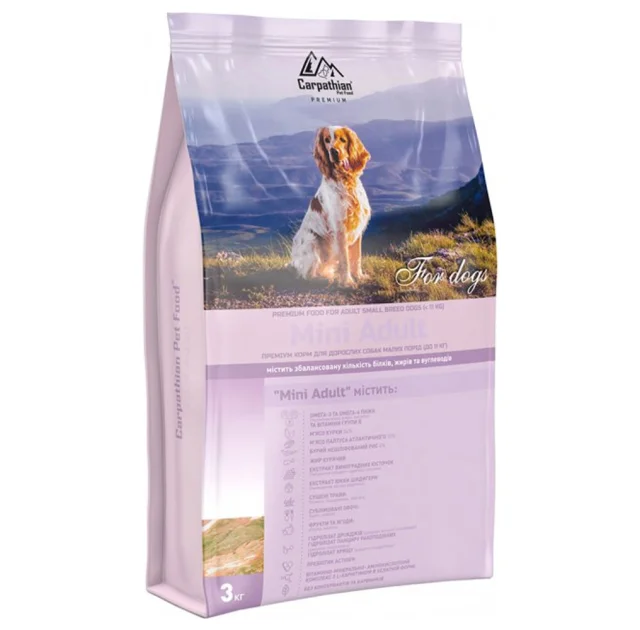 Сухой корм Carpathian Pet Food Mini Adult для взрослых собак малых пород весом до 11 кг, с курицей, 3 кг