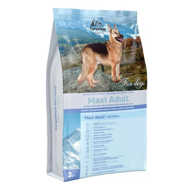 Сухой корм Carpathian Pet Food Maxi Adult для взрослых собак крупных пород весом от 25 кг, с курицей, 3 кг