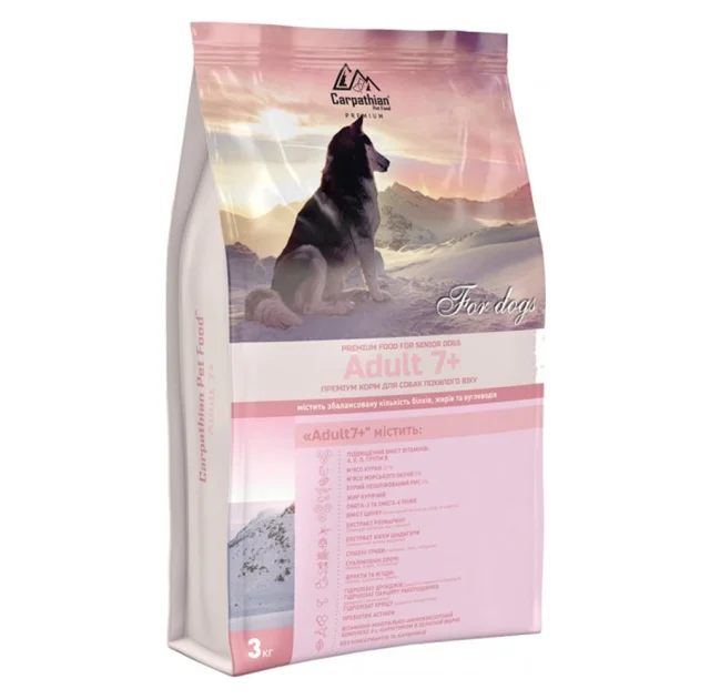 Сухой корм Carpathian Pet Food Adult 7+ для собак старше 7 лет, с курицей, 3 кг