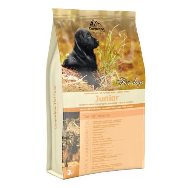 Сухой корм Carpathian Pet Food Junior для щенков всех пород в возрасте от 1 месяца до 1 года, с курицей, 3 кг