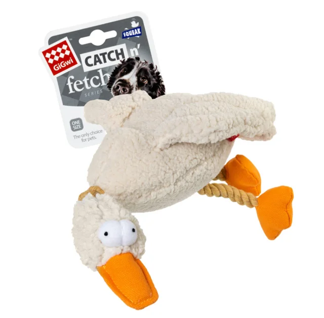 Іграшка GiGwi Catch & fetch, для собак, качка з пищалкою, текстиль, 36 см