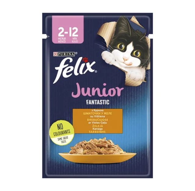 Вологий корм Purina Felix Fantastic Junior для кошенят, з куркою, 85 г