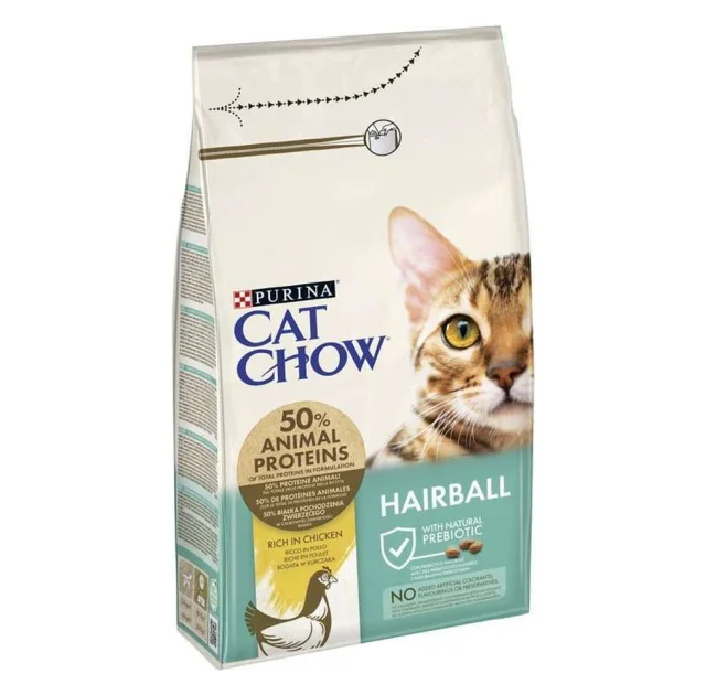 Сухой корм Purina Cat Chow Hairball Control для выведения шерсти у кошек, с курицей, 1.5 кг
