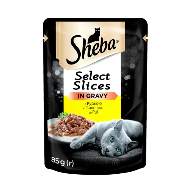 Влажный корм Sheba Selection in Sauce для кошек, с курицей в соусе, 85 г