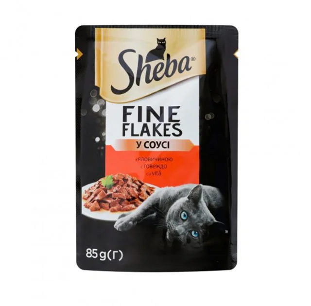 Влажный корм Sheba для кошек, с говядиной в соусе, 85 г