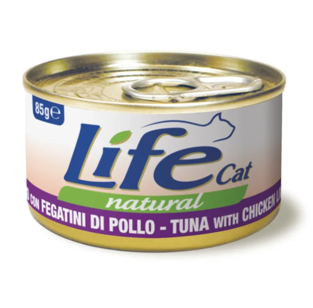 Консерва LifeCat Tuna With Chicken Liver для котів від 6 місяців, тунець з курячою печінкою, 85 г