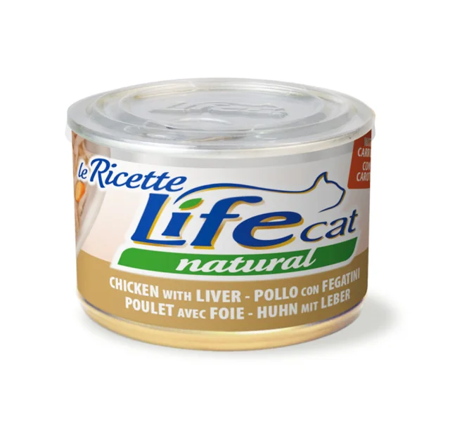 Консерва LifeCat Chicken Liver and Carrots для кошек от 6 месяцев, курица с печенью и морковью, 150 г