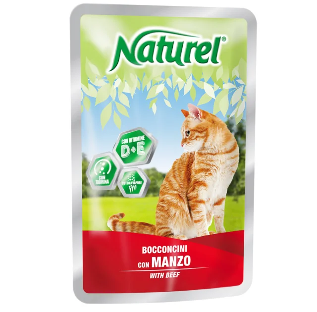 Вологий корм Naturel Beef Chunks In Sause для котів від 6 місяців, з шматочками яловичини у соусі, 100 г