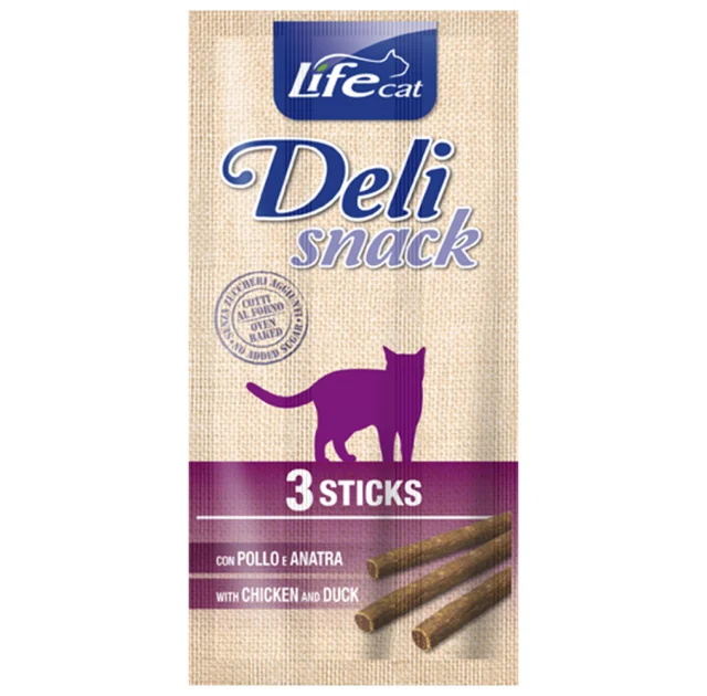 Ласощі LifeCat DeliSnack Sticks Chicken And Duck для котів від 4 місяців, з куркою та качкою, 15 г