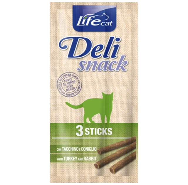 Ласощі LifeCat DeliSnack Sticks Turkey And Rabbit для котів від 4 місяців, з індички та кроликом, 15 г