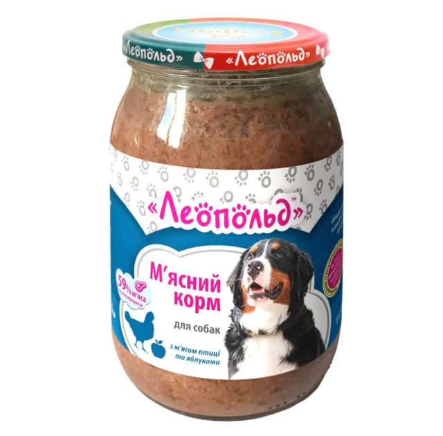 Консервы Леопольд для собак, мясо птицы с яблоками, 850 г