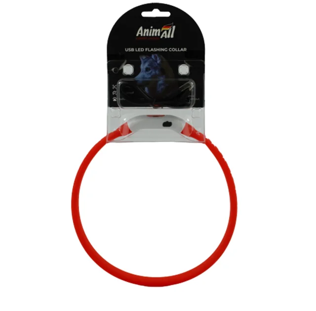 Нашийник AnimAll LED для собак, розмір M, 55 см, червоний