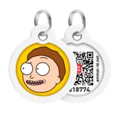 Адресник Waudog Smart ID c QR-паспортом для собак і котів, метал, малюнок "Рік і Морті 2", круг, 25 мм