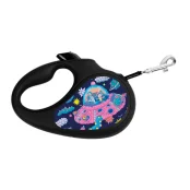 Поводок-рулетка Waudog R-leash для собак, рисунок "Рик и Морти 1", XS, до 12 кг, 3 м, лента, чёрный