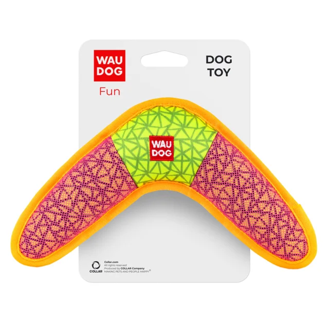 Игрушка Waudog Fun Бумеранг для собак, 24×14 см, розовая