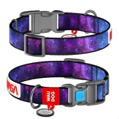 Ошейник Waudog Nylon c QR-паспортом для собак, рисунок "NASA21", нейлон/пластик, размер L, 25 мм/31-49 см