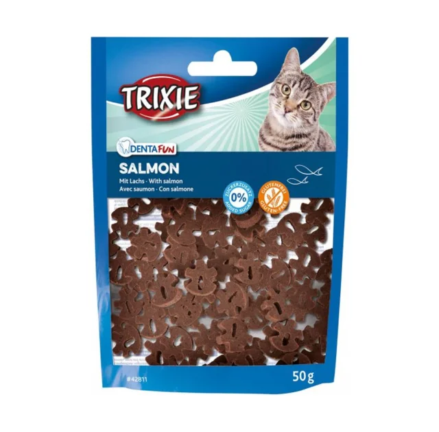 Лакомство Denta Fun для кошек, с лососем, 50 гр