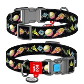 Ошейник Waudog Nylon c QR-паспортом для собак, рисунок "Рик и Морти 3", нейлон/пластик, размер XL, 25 мм/35-58 см