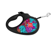 Поводок-рулетка Waudog R-leash для собак, рисунок "Лето", S, до 15 кг, 5 м, лента, чёрный