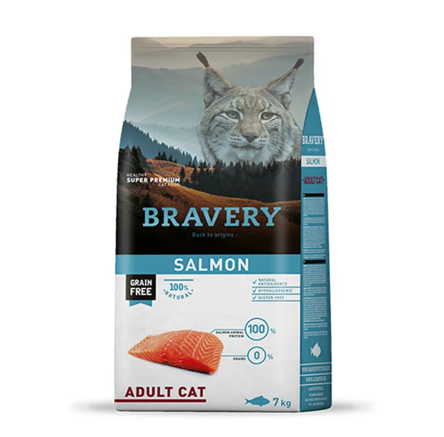 Сухой корм Bravery Salmon Adult Cat для взрослых кошек, с лососем, 7 кг