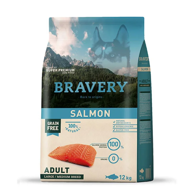 Сухой корм Bravery Salmon Large/Medium Adult для взрослых собак средних и крупных пород, с лососем, 12 кг