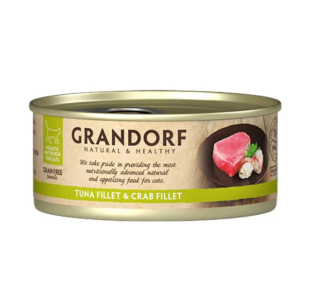 Консервы Grandorf Tuna Fillet&Crab Fillet для кошек, филе тунца с мясом краба, 70 г