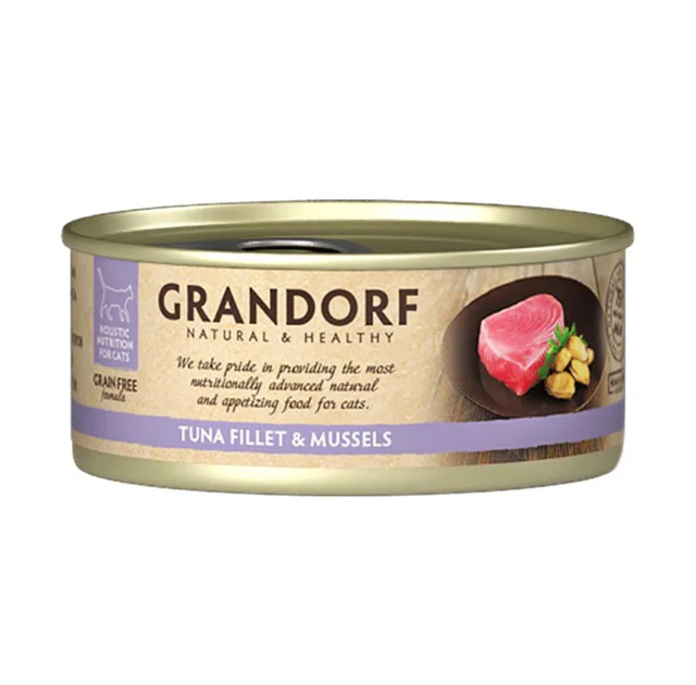 Консервы Grandorf Tuna Fillet&Mussels для кошек, филе тунца с мидиями, 70 г