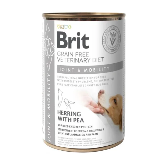 Консерви Brit VetDiets Dog Joint and Mobility для підтримки судин у собак, з оселедцем та горохом, 400 г