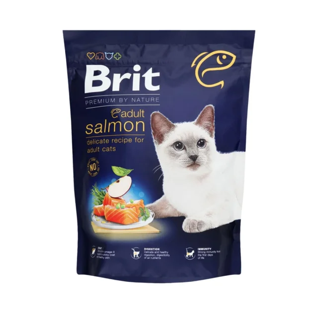 Сухий корм Brit Premium By Nature для дорослих котів, з лососем, 300 г