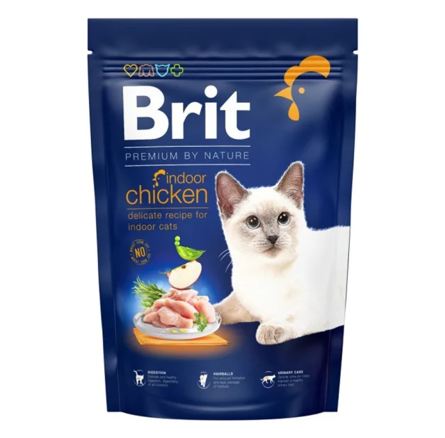 Сухий корм Brit Premium By Nature Cat Indoor для котів що живуть у приміщенні, з куркою, 1.5 кг