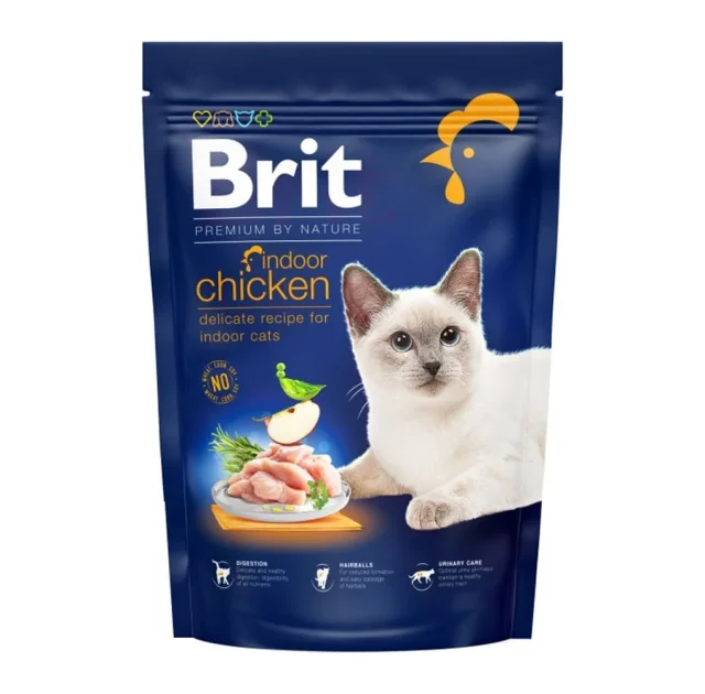 Сухий корм Brit Premium By Nature Cat Indoor для котів що живуть у приміщенні, з куркою, 800 г