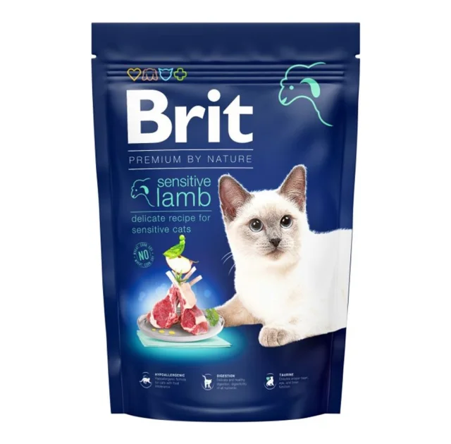 Сухий корм Brit Premium By Nature Cat Sensetive для котів з чутливим травленням, з ягням, 1.5 кг