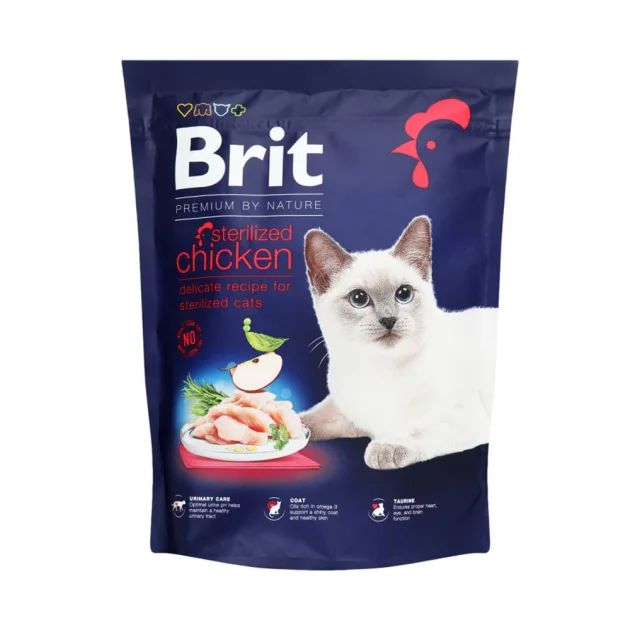 Сухий корм Brit Premium By Nature Sterelised для стерилізованих котів, з куркою, 300 г