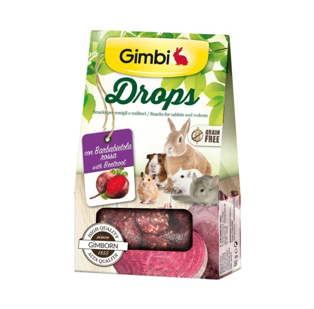 Ласощі GimBi дропси для гризунів, з буряком, 50 г