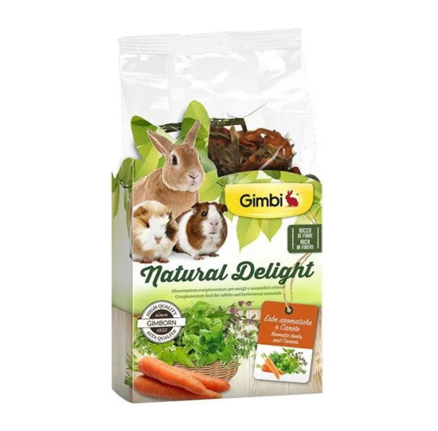 Ласощі GimBi Natural Delight для гризунів, трави з морквою, 100 г