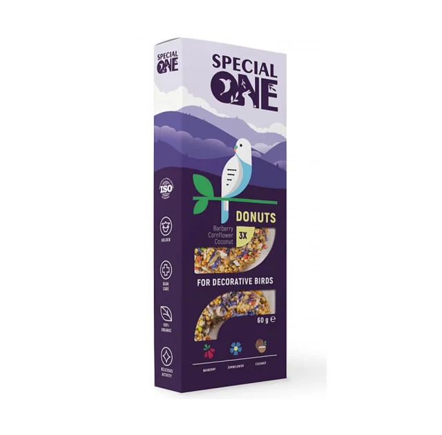 Лакомство Special One пончики для декоративных птиц, барбарис, василек, кокос, 60 г
