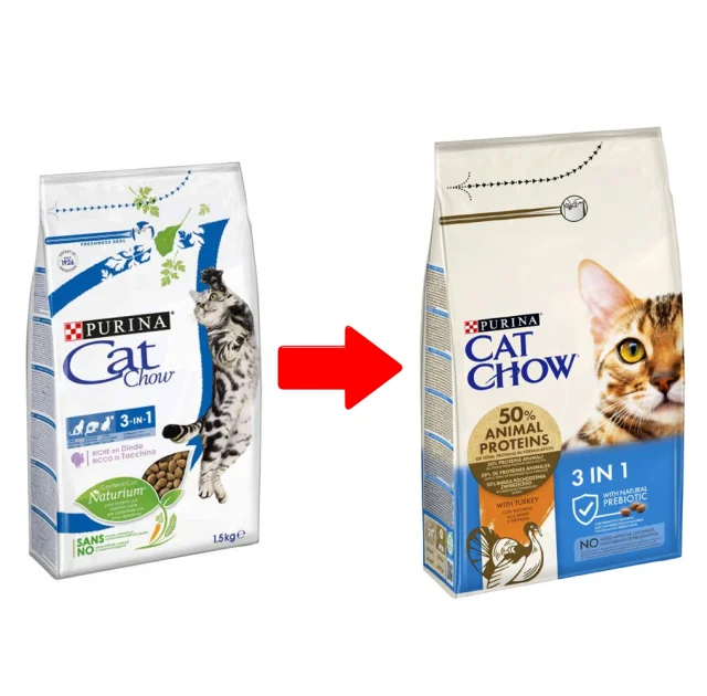 Сухой корм Purina Cat Chow Feline 3 in 1 для кошек, с индейкой, 1.5 кг