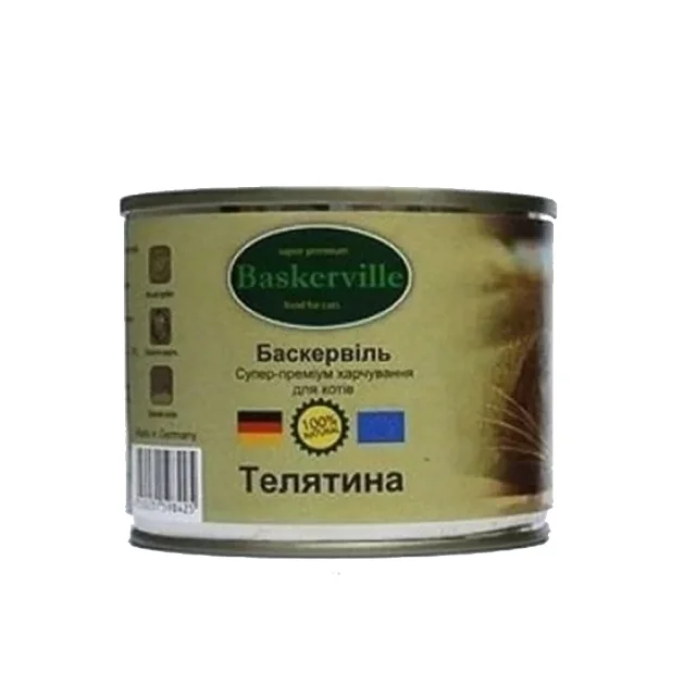 Вологий корм Baskerville для котів, телятина, 200 г