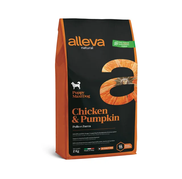 Сухий корм Alleva Natural Puppy Chicken&Pumpkin Maxi для цуценят великих порід, курка та гарбуз, 2 кг