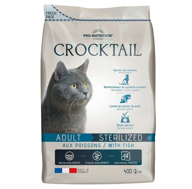 Сухой корм Pro-Nutrition Flatazor Crocktail Adult Sterilized Fish для стерилизованных кошек, с рыбой, 400 г